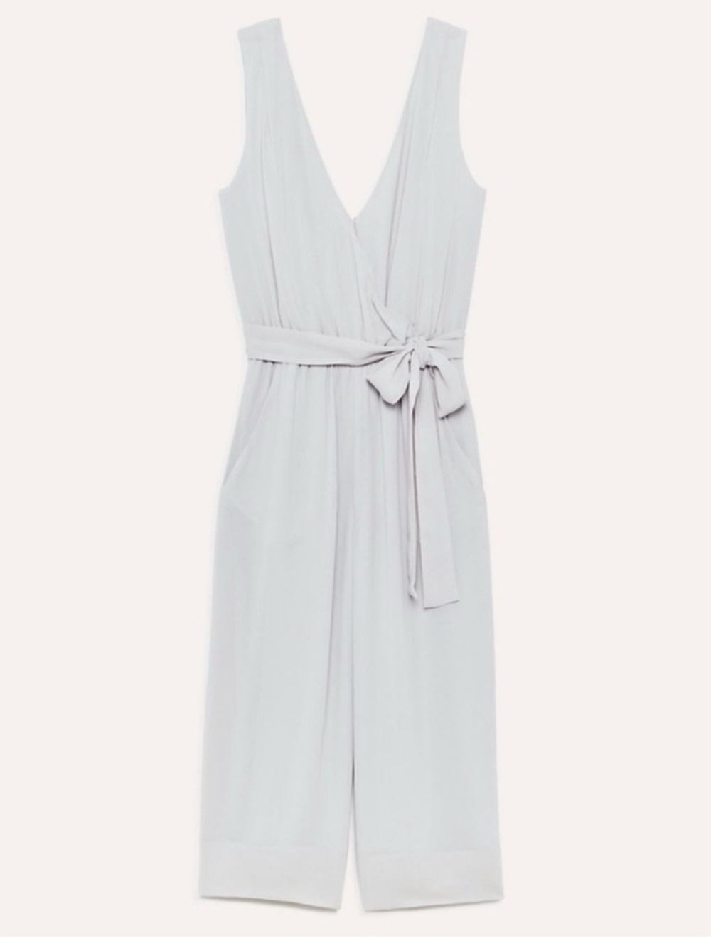 Aritzia Maximillian Wrap Jumpsuit in Dusty Blue / Gray